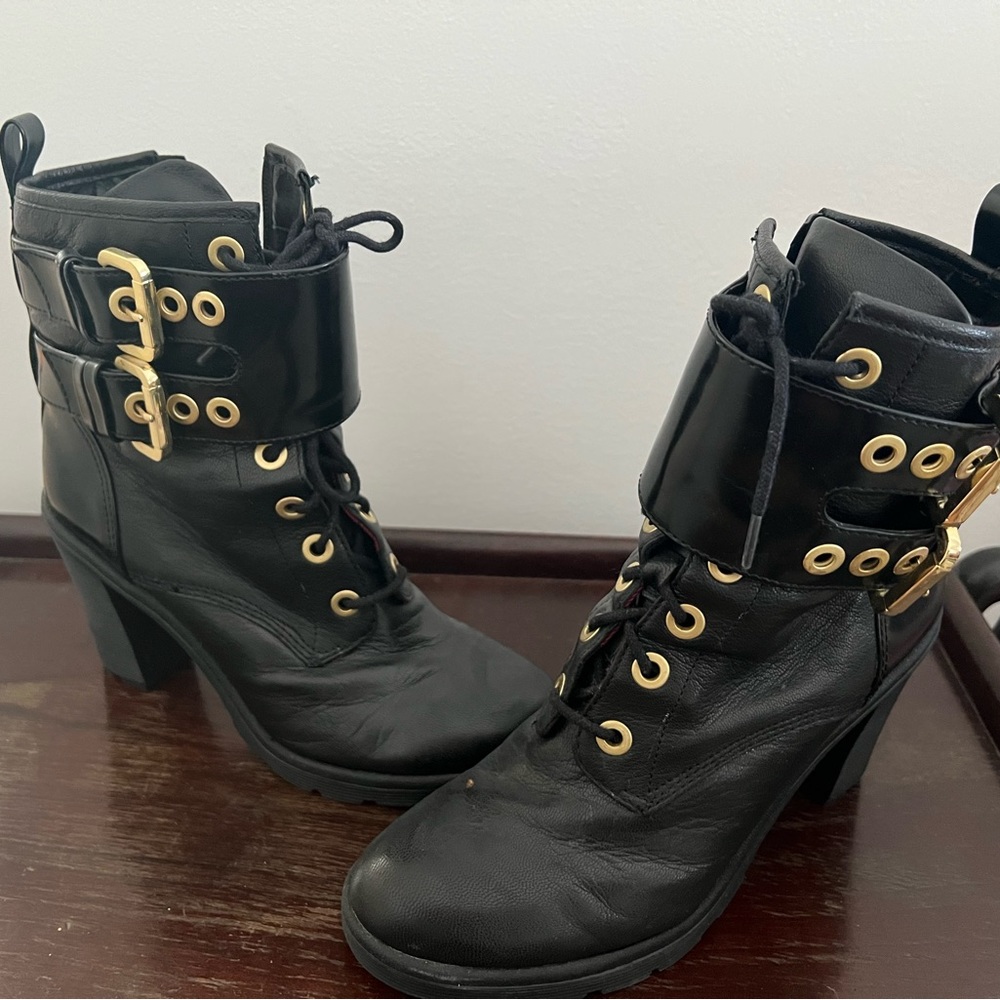 Guess Black and Gold Heeled Bootie